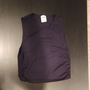 PINK Victoria's Secret Black Ruched Sleeveless Tank Top